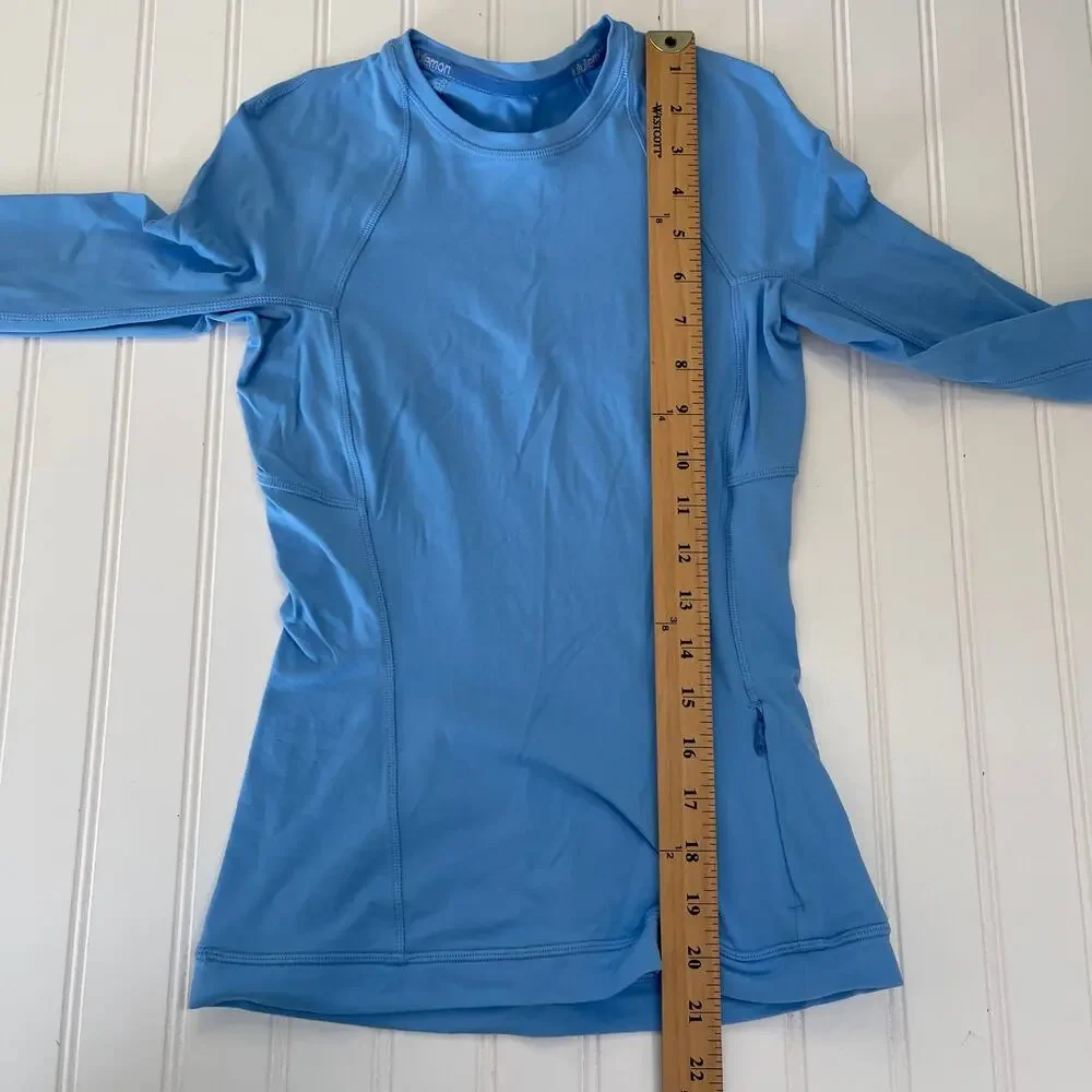 Lululemon Its Rulu Run Long Sleeve Shirt Blue Nile Activewear Size Womens 0 READ